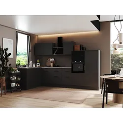 Küche vormontierte L - Küche 340 x 175 cm wechselseitig aufbaubar incl. Geräte R...