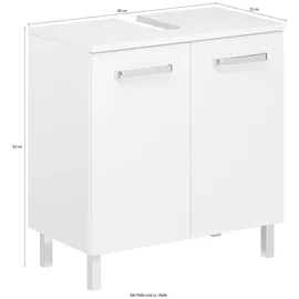 Saphir »Quickset Unterbeckenschrank mit 2 Türen, 60 cm breit, ohne Waschbecken« Waschbeckenschrank inkl. Türdämpfer, Griffe in Chrom glanz), weiß