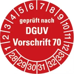Dreifke® Aufkleber | Prüfetikett geprüft gem.ASR A1.7 (alte Norm: GUV-R 1/49 - 30 mm Folie selbstklebend, 10 St