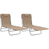 vidaXL Sonnenliegen Klappbar 2 Stk. Taupe Textilene und Stahl