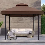 OKYUK Ersatzdach für Pavillon Pavillondach Wasserdicht Doppeldach Schutzhaube Ersatzbezug Dachbezug für Garten Pavillon (3x3M – Kaffee)