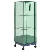 vidaXL Gartenplanter mit Gewächshausabdeckung und Rädern Blaugrau 1 St.