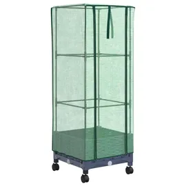 vidaXL Gartenplanter mit Gewächshausabdeckung und Rädern Blaugrau 1 St.