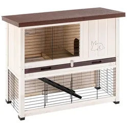 Kaninchenstall Ranch 100, Hasenstall aus Kiefernholz, 2 Etagen, 92x47x81cm