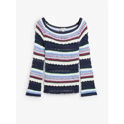 bonprix Pullover aus Lochmuster, blau, 36/38 (S)