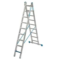 Mehrzweckleiter gemäß TRBS 2121, Aluminium, 2 x 9 Sprossen/Stufen