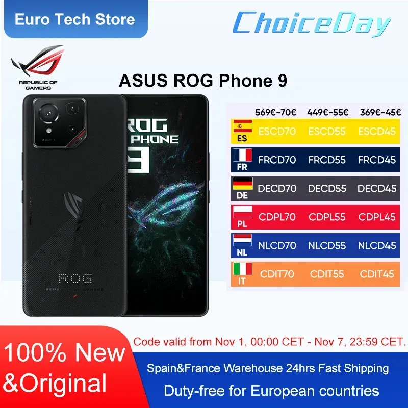 100 % Original ASUS ROG Phone 9 5G Smartphone Snapdragon 8 Elite 6,78 Zoll 185 Hz Display 5800 mAh 65 W Aufladen Android 15 Global Rom