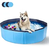 Nobleza Hundepool für Große & Kleine Hunde, Faltbarer Hunde Planschbecken, Stabile Hundebadewanne, Swimmingpool für Katzen, 160 * 30cm, L, Blau