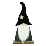 MARELIDA Wichtel Dekofigur stehend Weihnachtswichtel Bart schwarze Mütze H:34cm