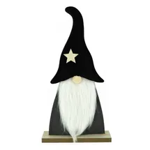 MARELIDA Wichtel Dekofigur stehend Weihnachtswichtel Bart schwarze Mütze H:34cm
