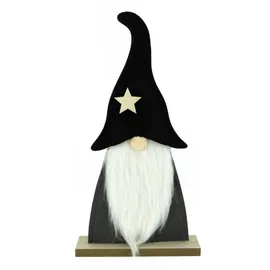 MARELIDA Wichtel Dekofigur stehend Weihnachtswichtel Bart schwarze Mütze H:34cm