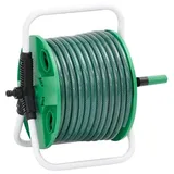 vidaXL Schlauchtrommel, Schlauchaufroller Freistehend mit 50m Schlauch, Gartenschlauch mit Anschluss-Set, Wasserschlauchtrommel, Grün PVC