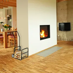 Relaxdays Kaminholzwagen, 2in1 Brennholzkarre & Feuerholzregal, aus Stahl, bis 45 kg, Transport & Aufbewahrung, schwarz