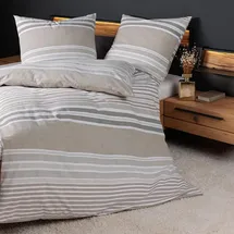 JANINE Davos Gestreift Beige 155 x 220 cm + 80 x 80 cm
