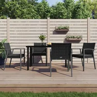 VidaXL 5-tlg. Garten-Essgruppe mit Kissen Poly Rattan und Stahl