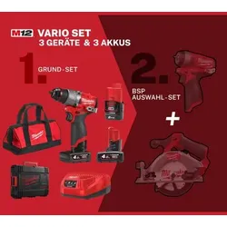 Milwaukee M12 Vario Set 12 V + 2 Geräte zur Auswahl