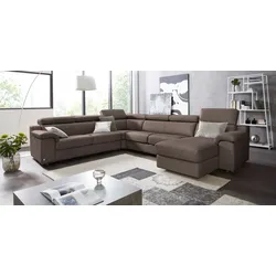 Wohnlandschaft CALIA ITALIA "CS_Mambo, U-Form, Familiensofa, bequem und zeitlos", braun, B:360cm H:98cm T:286cm, Sofas, in Leder, inklusive Kopfteilverstellung