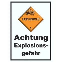 Schild Explosionsgefahr Explosives A4 (210x297mm)