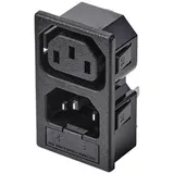 TRU Components TC-10088388 Kaltgeräte-Steckverbinder C13 Buchse, Einbau vertikal, Stecker, Einbau vertikal Gesamtpolzahl: 3 10A