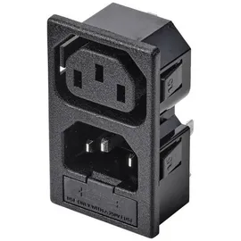 TRU Components TC-10088388 Kaltgeräte-Steckverbinder C13 Buchse, Einbau vertikal, Stecker, Einbau vertikal Gesamtpolzahl: 3 10A