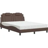 vidaXL Bett mit Matratze Braun 120x200 cm Kunstleder