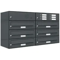 AL Briefkastensysteme 6er Briefkastenanlage Anthrazit inkl. Zeitungsfach