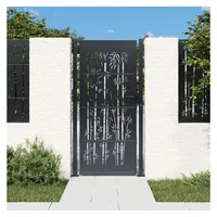 vidaXL Gartentor Anthrazit 105x205 cm Stahl Bambus-Design