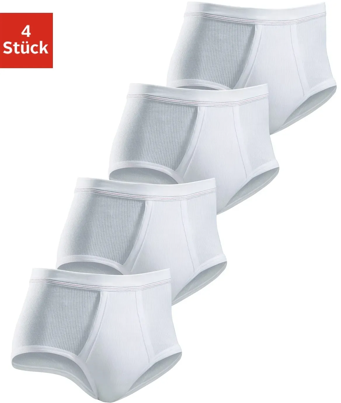 Slip CLIPPER, Herren, Gr. 5, 4 Stk., weiß, Doppelripp, Obermaterial: 100% Baumwolle, unifarben, körpernah, Unterhosen Slip, schlichtes Basic für jeden Tag aus Doppelripp