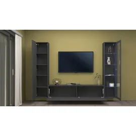 Home Affaire Wohnwand HOME AFFAIRE "Maruska", grau (anthrazit, anthrazit), B:260cm H:180cm T:30cm, Holzwerkstoff, Kastenmöbel-Sets, Wohnwand