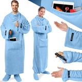KESSER KESSER® Kuscheldecke TV Decke mit Ärmeln & Fußtasche Ärmeldecke Extra Weich Ärmeldecke Flauschige Inkl. 2-in-1 Außentasche tragbare Lounge-Decke Tragbar Ganzkörperdecke mit Ärmel