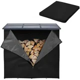 ML-Design Kaminholzregal Abdeckung Kunststoff 185 x 125 cm Schwarz