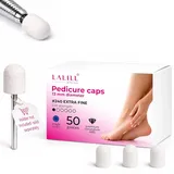 LALILL Schleifkappen LUX 50 Stück – weiße Fräskappen für Nagelfräser – Maniküre, Pediküre & Podologie – Aufsätze für Fußpflege, Hornhautentfernung, Nagelmodellage, 13mm 240er Körnung
