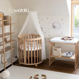 Waldin Babybett OWAL Kinderbett 7in1 mit Matratze, mitwachsendes Kinder-Bett