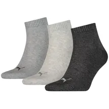 Puma Quarter Plain Sneakersocken 3er Pack Grau 39-42