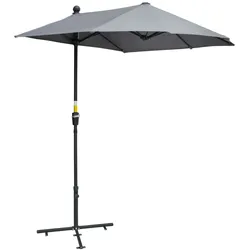 Outsunny Halbrundschirm Balkon Sonnenschirm mit Halterung – 2 x 2 m, Dunkelgrau