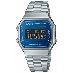 Chronograph CASIO VINTAGE, silber (azurblau, silberfarben), Armbanduhren, Damen, Quarzuhr, Armbanduhr,Damenuhr, Herrenuhr, Digitaluhr, Resinarmband