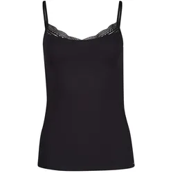 SKINY Damen Unterhemd - Spaghettishirt, Classic Cotton, Spitze, Baumwoll-Stretch Schwarz XL