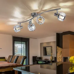 Chrom Decken Lampe Kristall Strahler schwenkbar Wohn Zimmer Glas Spot Leuchte