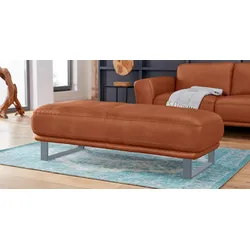 Hocker W.SCHILLIG "montanaa", braun (cognac z69), B:141cm H:42cm T:61cm, Hocker, mit Metallkufen in Schwarz pulverbeschichtet, Breite 141 cm
