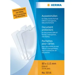 HERMA Ausweishülle 80 x 115 mm transparent für Dokumente im Format A7, Packung à 25 Stück