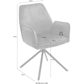 MCA Furniture »Ottawa mit Armlehne«, (Set), 2 St., Vintage, Veloursoptik mit Keder, Stuhl belastbar bis 120 Kg