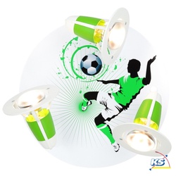 Elobra Rondell SOCCER, Kinderzimmerleuchte, 3x E14, grün / weiß ELO-127957