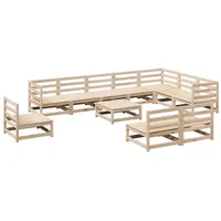 VidaXL 11-tlg. Garten-Sofagarnitur Massivholz Kiefer