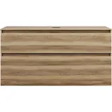 Burgbad Lin20 Waschtischunterschrank inklusive Konsolenplatte, 2 Auszüge, 1202x552x661mm, WXOD120F5357, Farbe: Frassino Dekor Cappuccino
