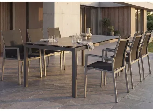 Stern Gartenmöbel-Set 7-tlg. mit Tisch Classic 200x100 cm und Stapelsessel New Levanto