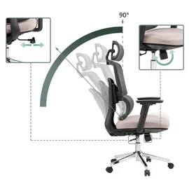 HJH Office Ergomy Pro Netzstoff Dunkelgrau/Beige