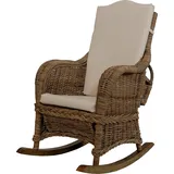 Schaukelstuhl aus Natur-Rattan, Schaukelsessel mit Zeitungsfach (Natur)