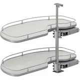 Karussell Eckschrank Cornerstone Maxx Set Planero - Schrankauszug Küche - Moderner Organizer Für Den Eckschrank, Kb 1000mm Fb 600mm Links, Stahl/holz Silber/hellgrau - Vauth-sagel