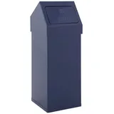 Eckiger Aluminium Abfallbehälter Haiti mit Push-Deckel | 55 Liter, HxBxT 77x30x30cm | Blau - Blau