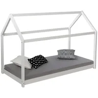 Homestyle4u Hausbett Weiß Holz, 206x141x96 cm & Jugendzimmer, Kindermöbel, Kinderbetten, Hausbetten